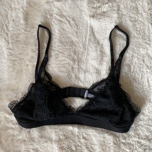 Semi-sheer Black Lace Aerie Bralette
